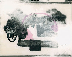 <i>Haiku #11</i>, 2022<br />
<em>Direktbelichtung vom Laptop-Bildschirm auf selbstbeschichtetem Bergger Papier, Zeichnung, Aquarell</em><br />
20 x 25 cm