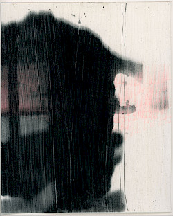 <i>Stain #2</i>, 2023<br />
<em>Direktbelichtung vom Laptop-Bildschirm auf selbstbeschichtetem Bergger Papier, Zeichnung, Aquarell, Marker</em><br />
25 x 20 cm